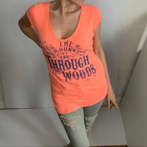 Coral 100% Quality Cotton T-shirt ‘Over the Mountains and Through the Woods’